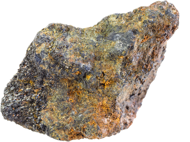 Rough Psilomelane (Manganese Ore) Stone on White